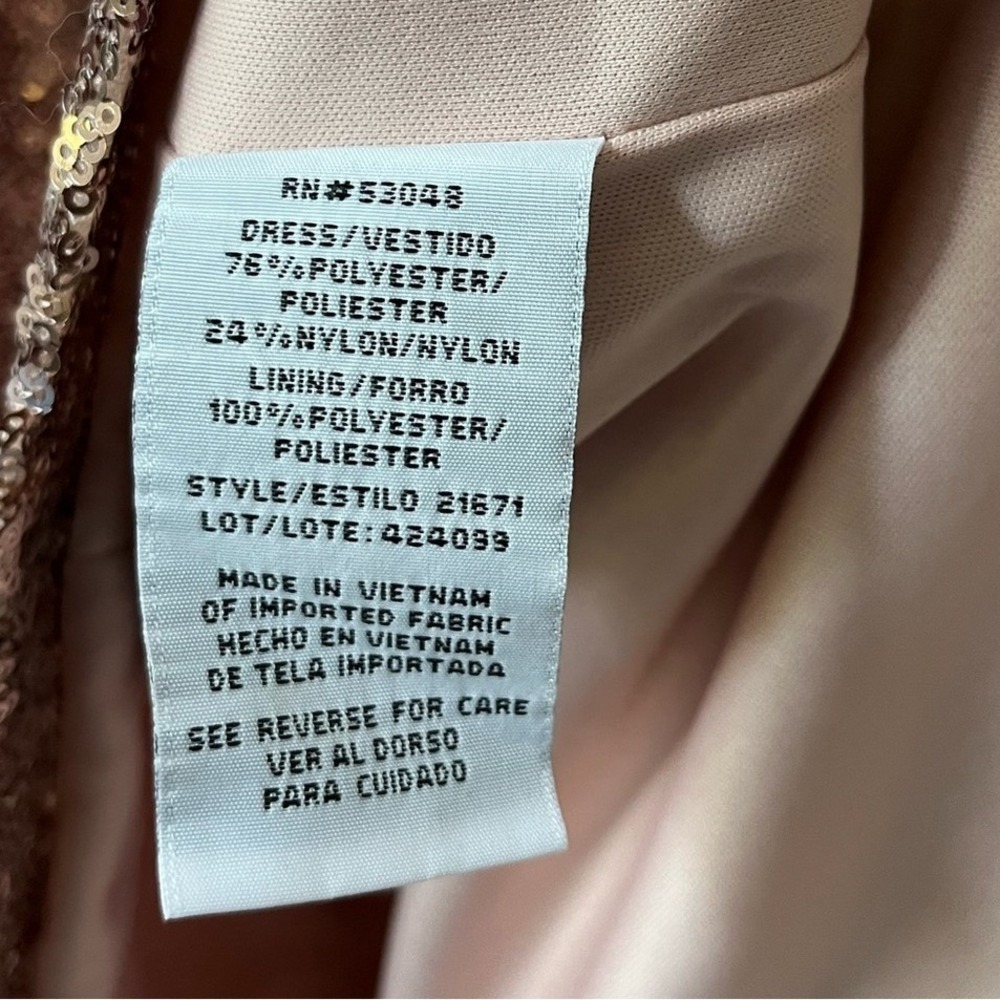R&M Richards Rose Gold Sequin One Shoulder Dress Womens 10 NWT Party Cocktail - Picture 7 of 14